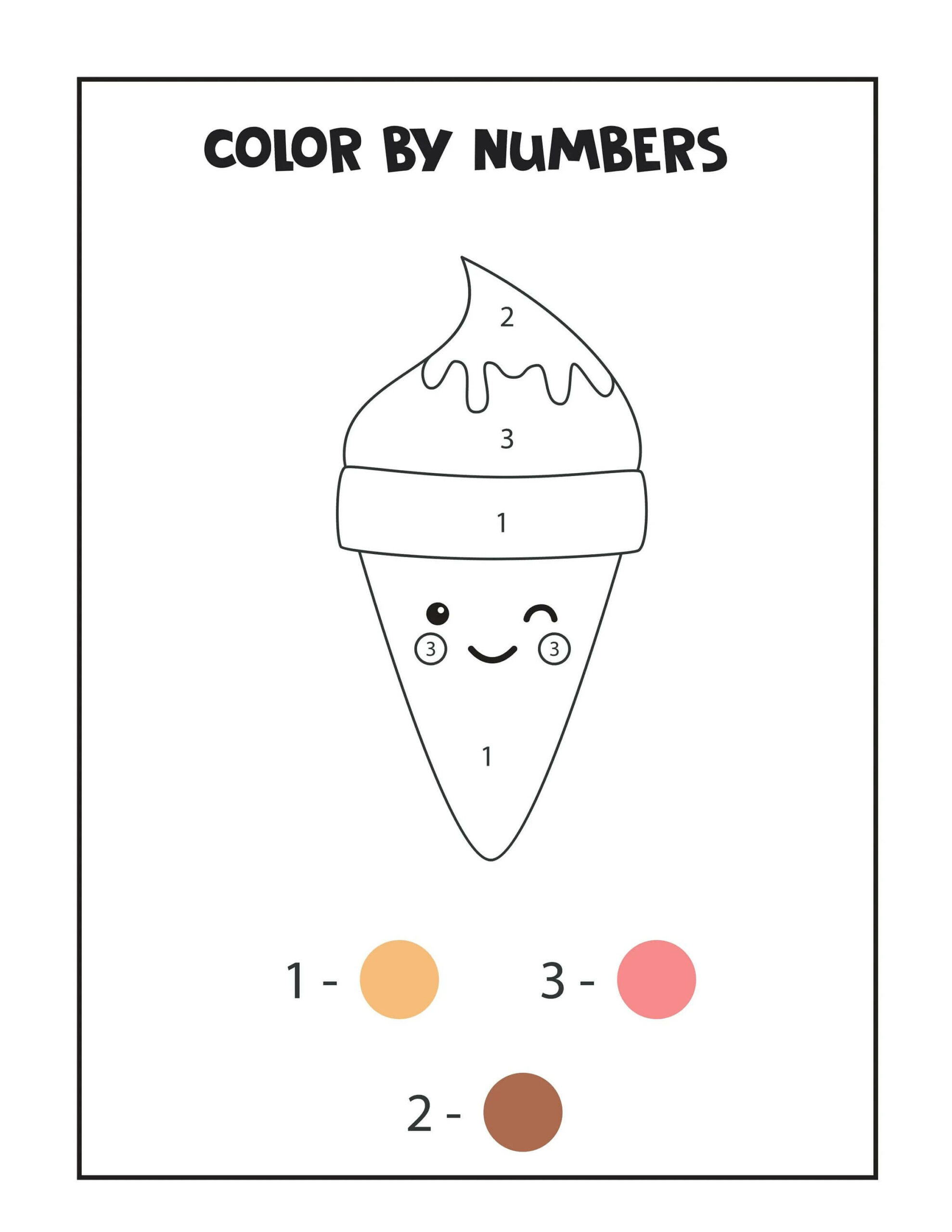 Smiling Ice Cream Color By Number
