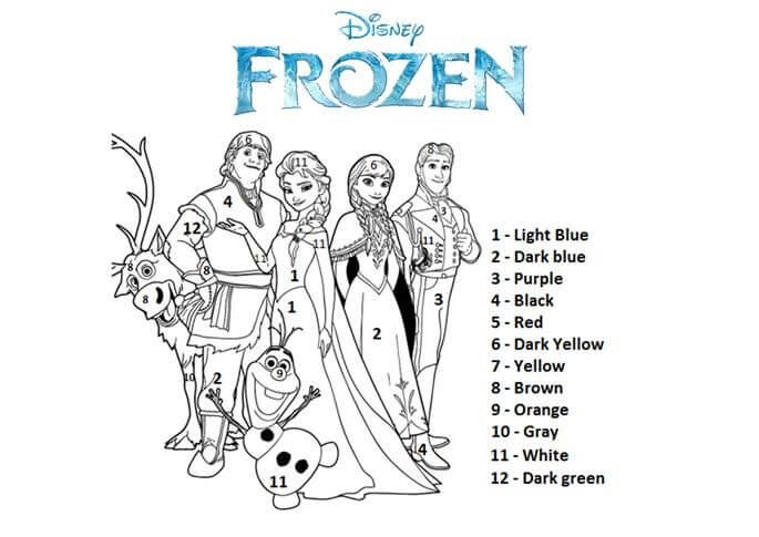All Characters in Frozen Color By Number