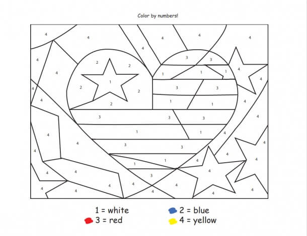 Basic American Flag Color By Number