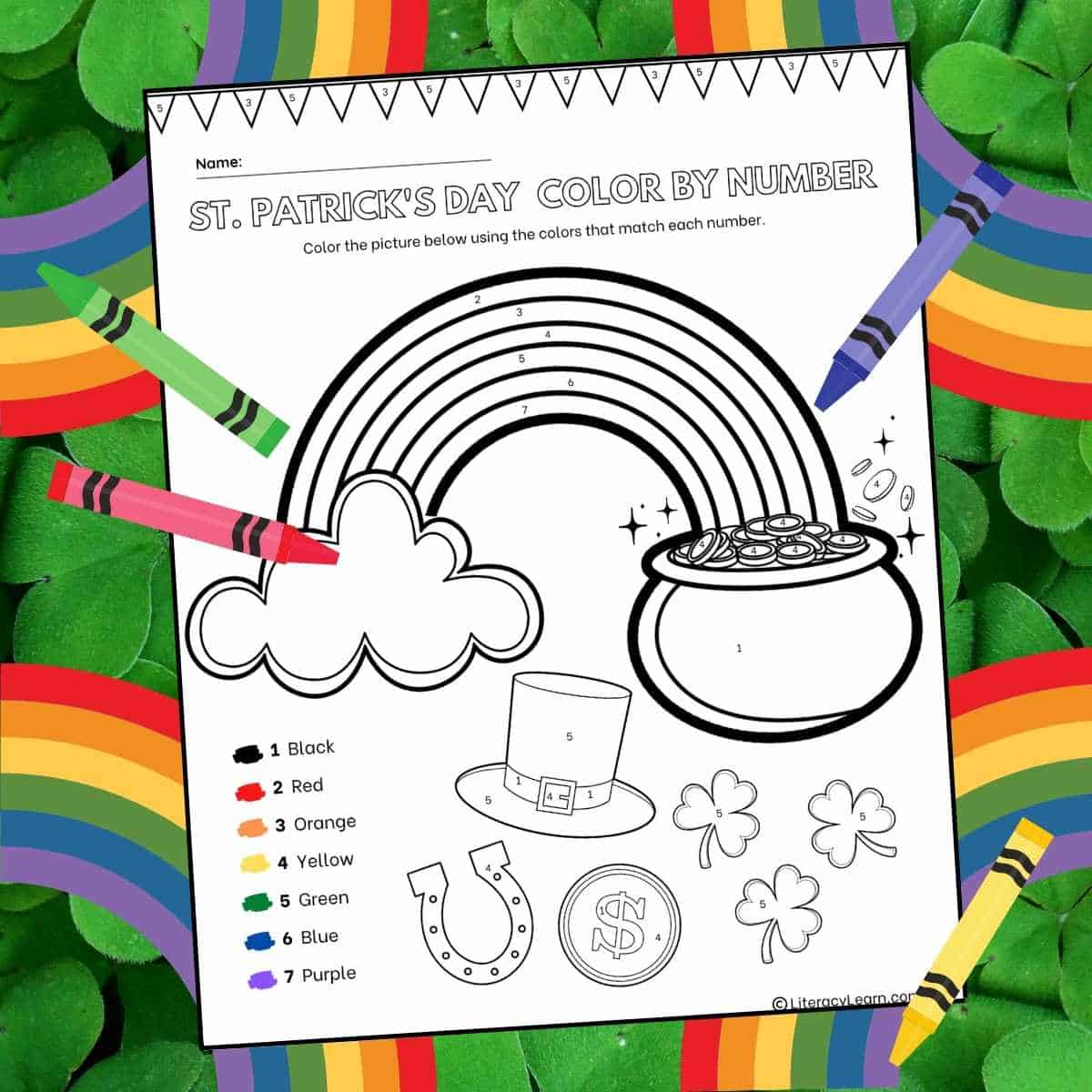 Cute St. Patrick's Day Color by Number - Download, Print Now!