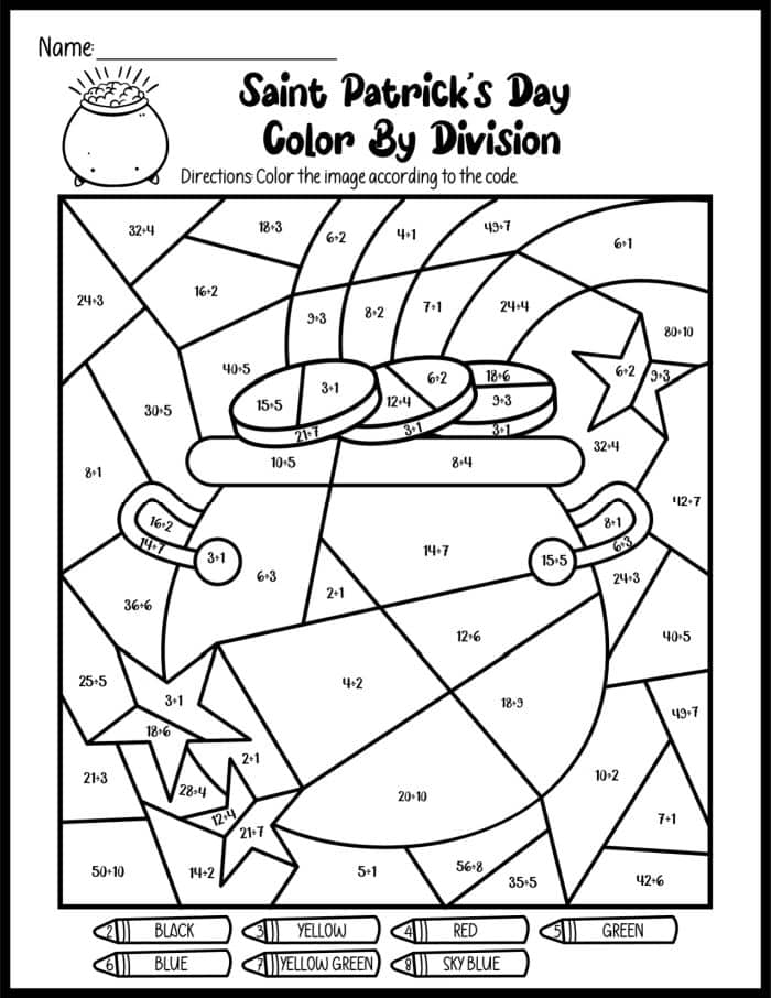 Free St Patricks Day Color By Number
