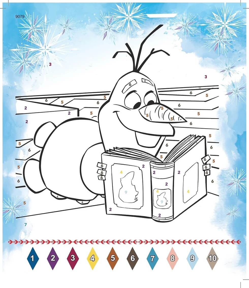 Olaf Reading Book Color By Number Color By Number