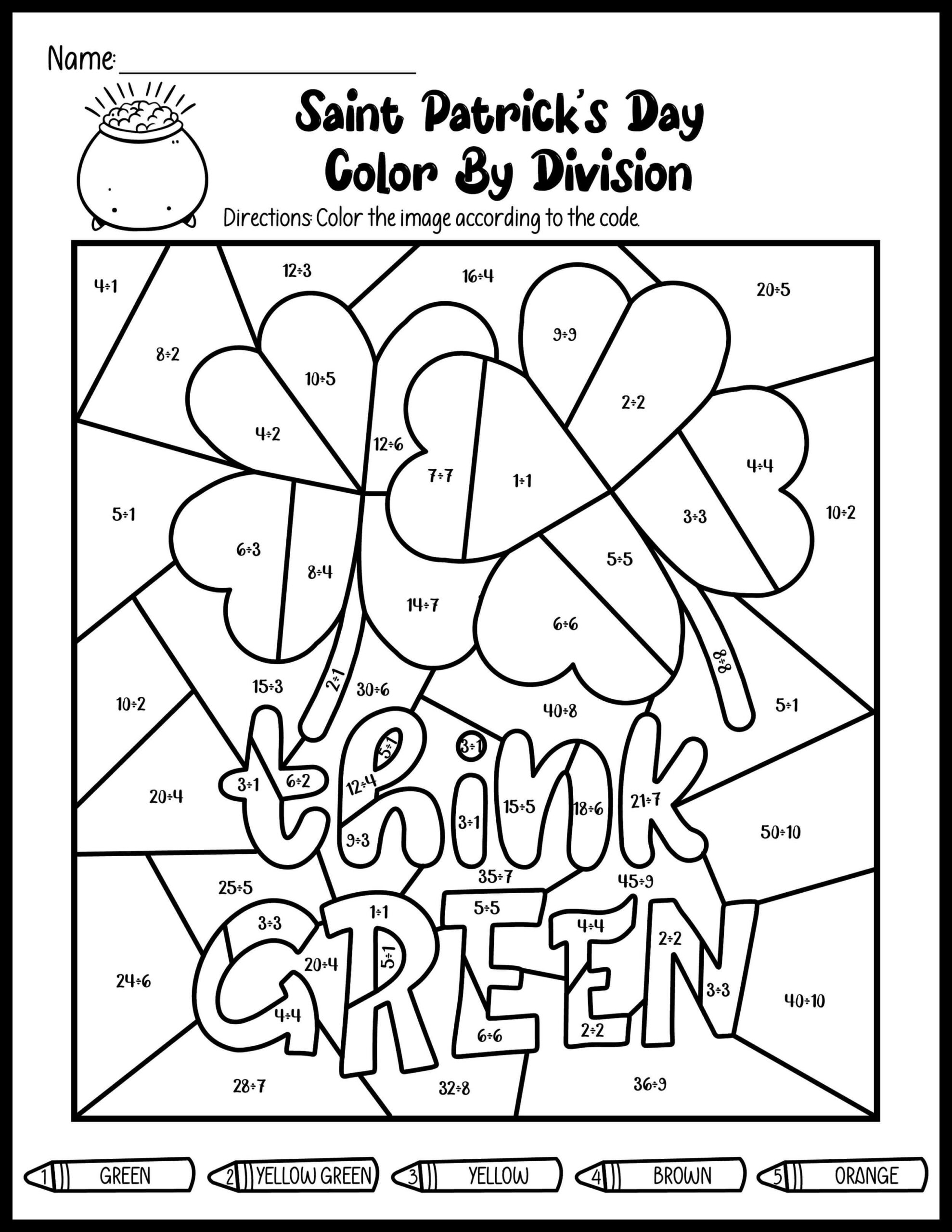 St Patrick’s Day Free Download Color By Number Color By Number