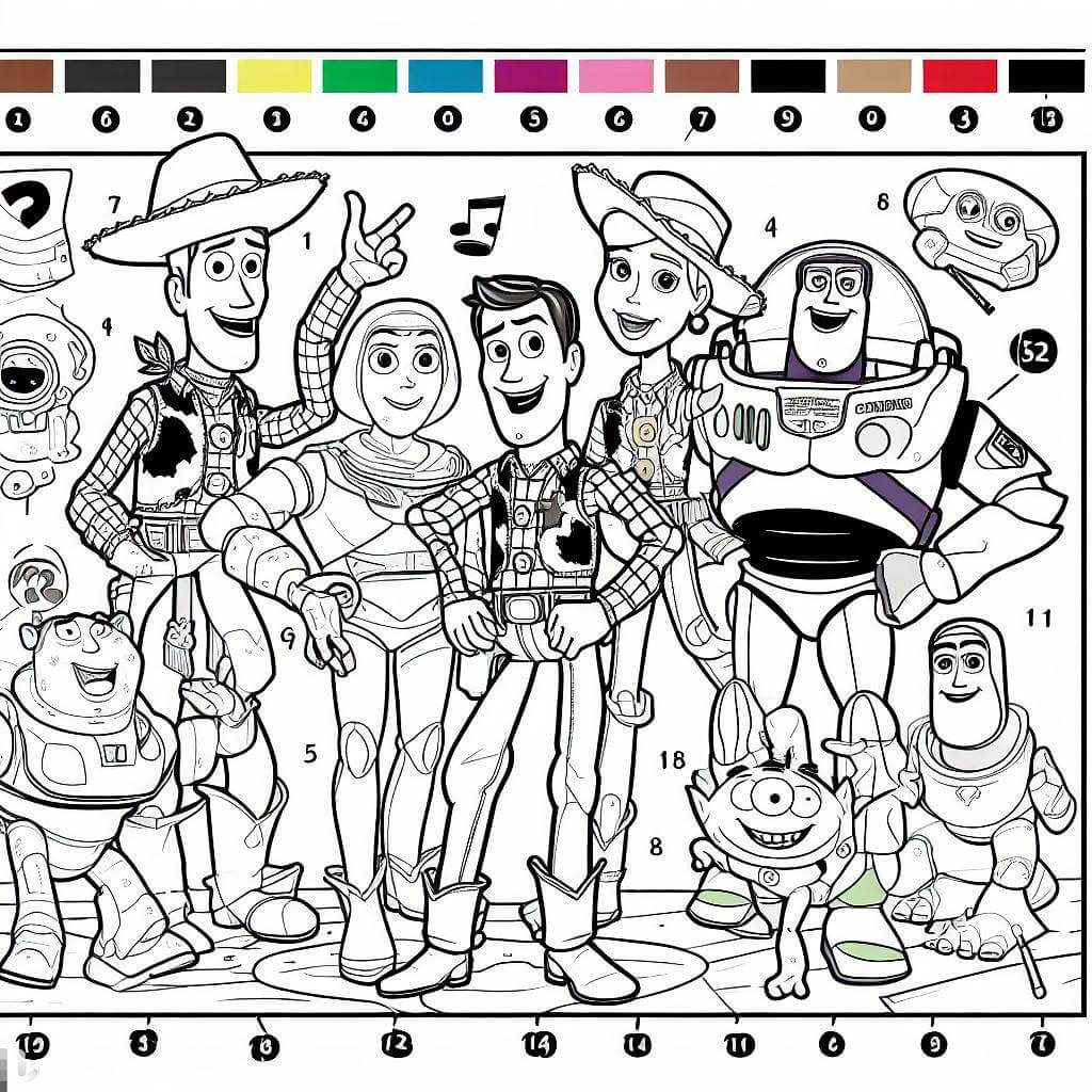 All Characters From Toy Story Color By Number