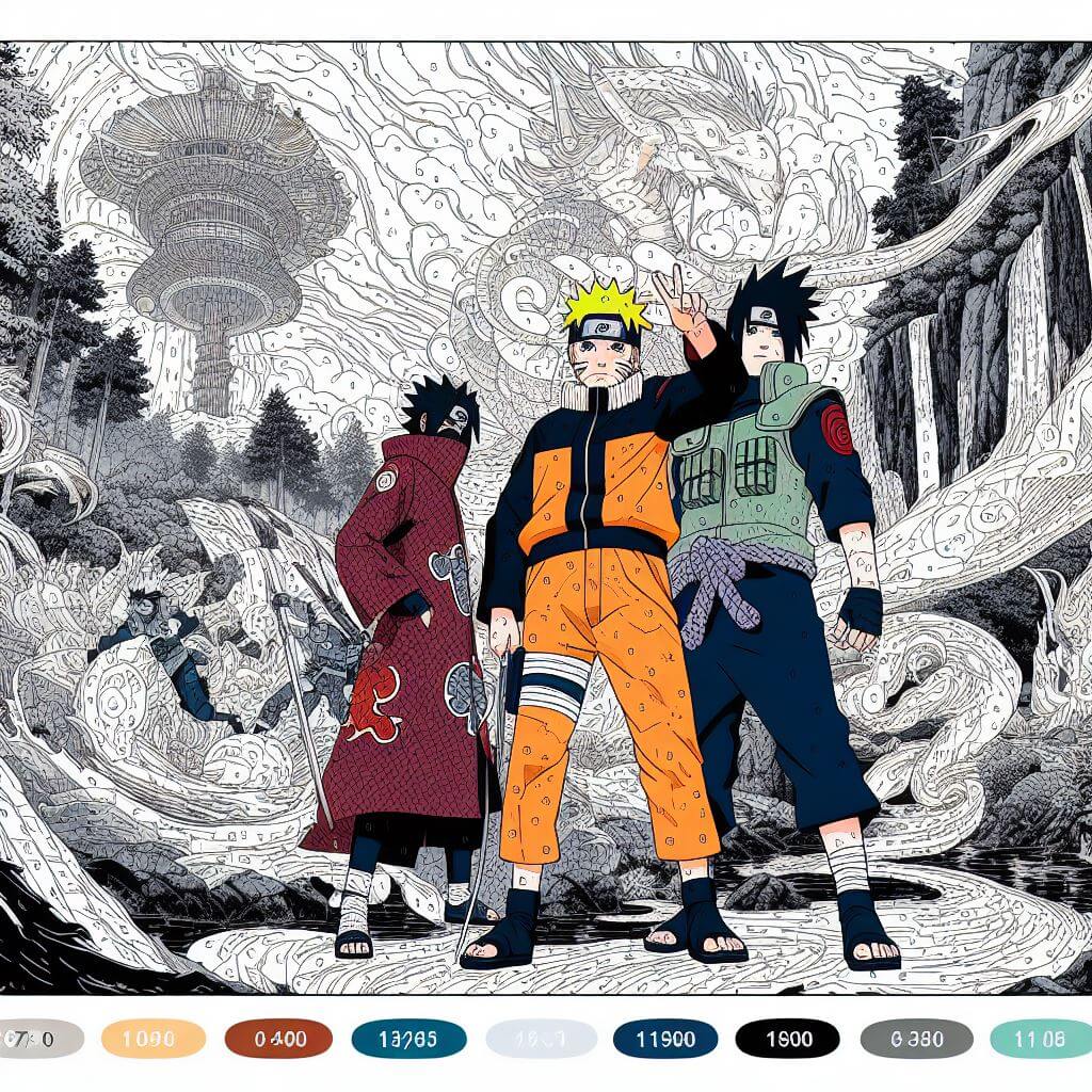 Cool Naruto And Friends Color By Number Color By Number