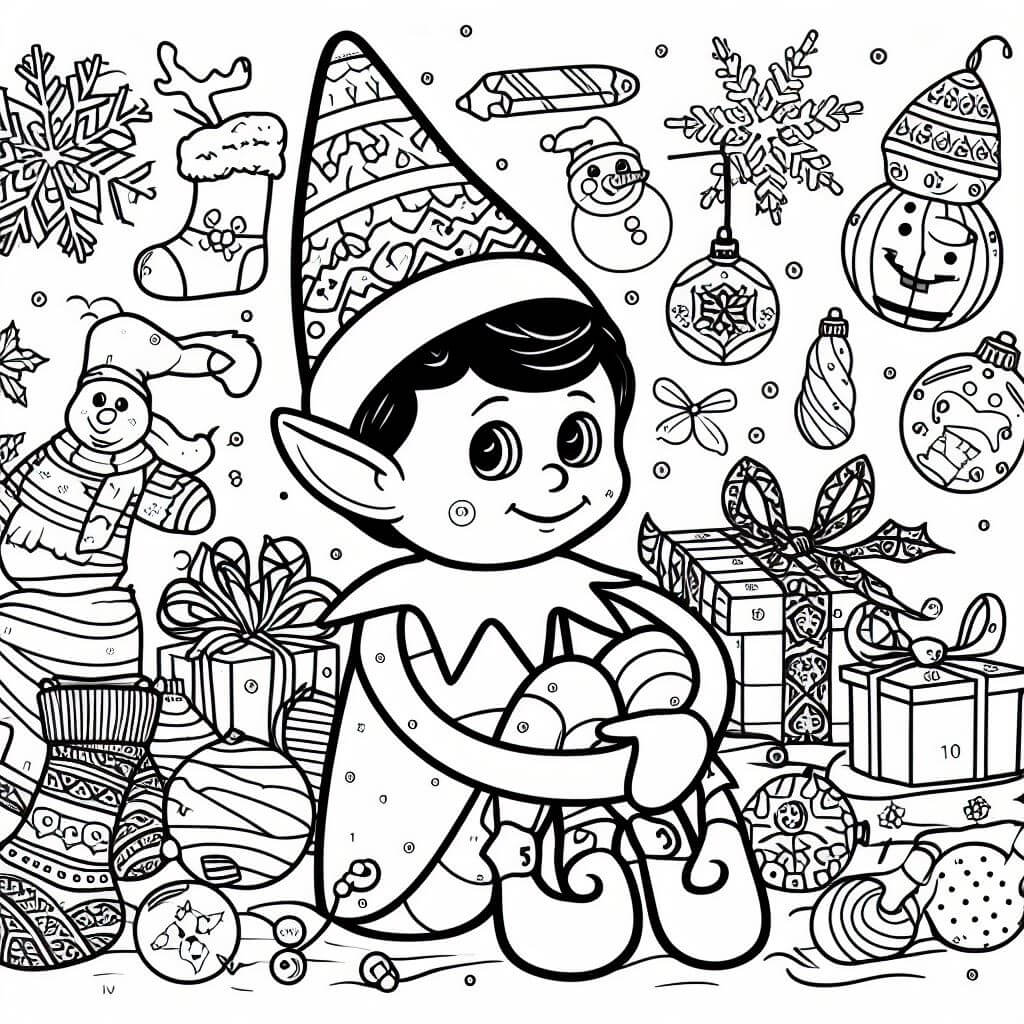 Cute Elf on The Shelf Color By Number Color By Number