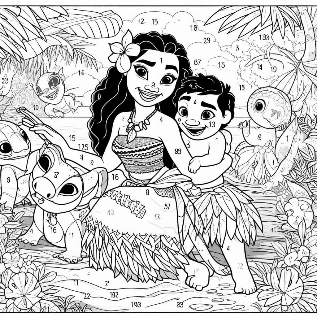 Cute Moana Color By Number