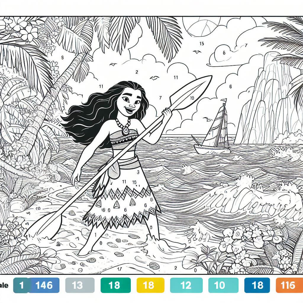 Fun Moana Color By Number