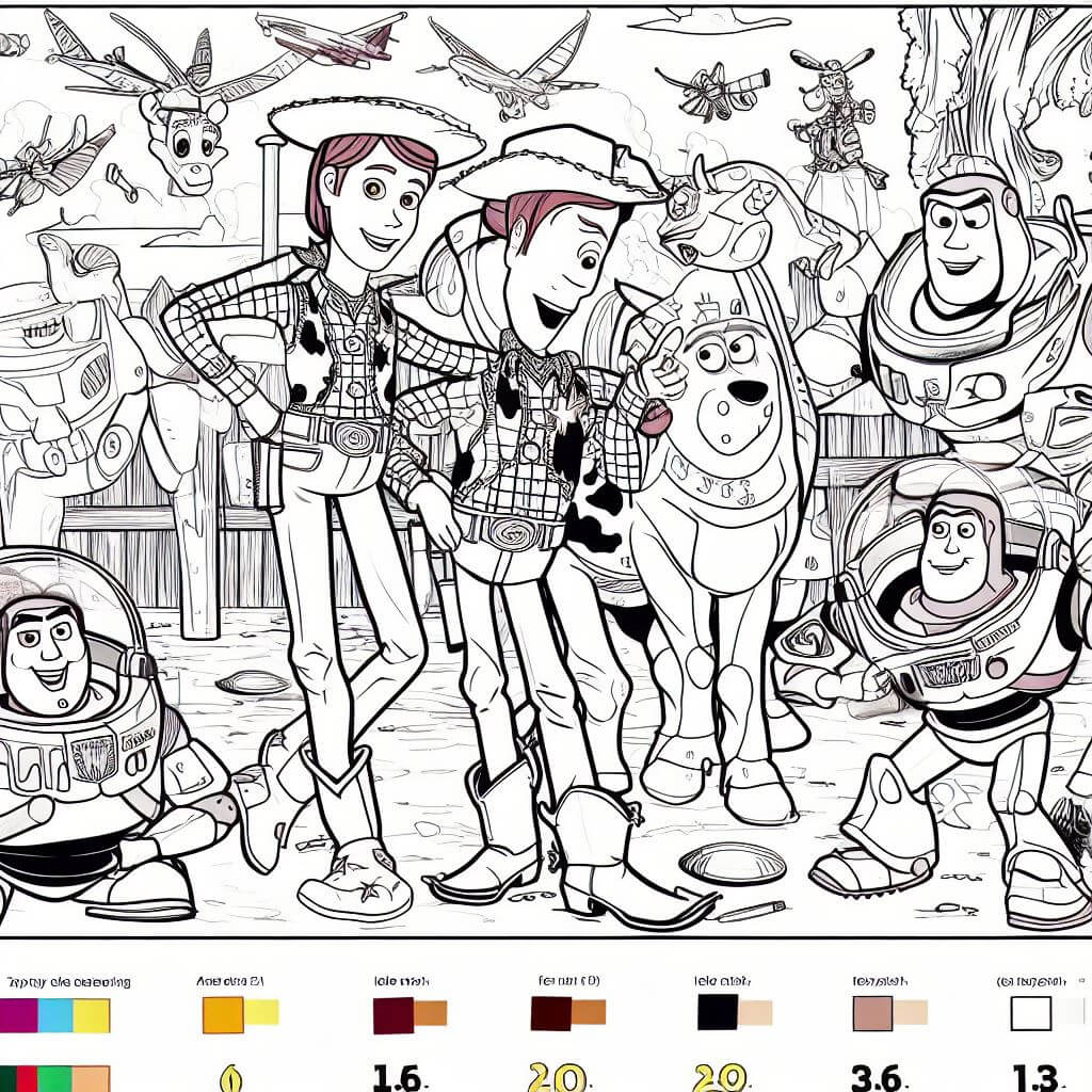 Hand Drawn Toy Story Color By Number Color By Number