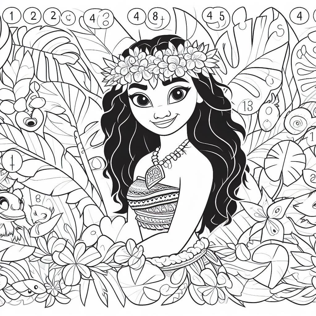 Lovely Moana Color By Number