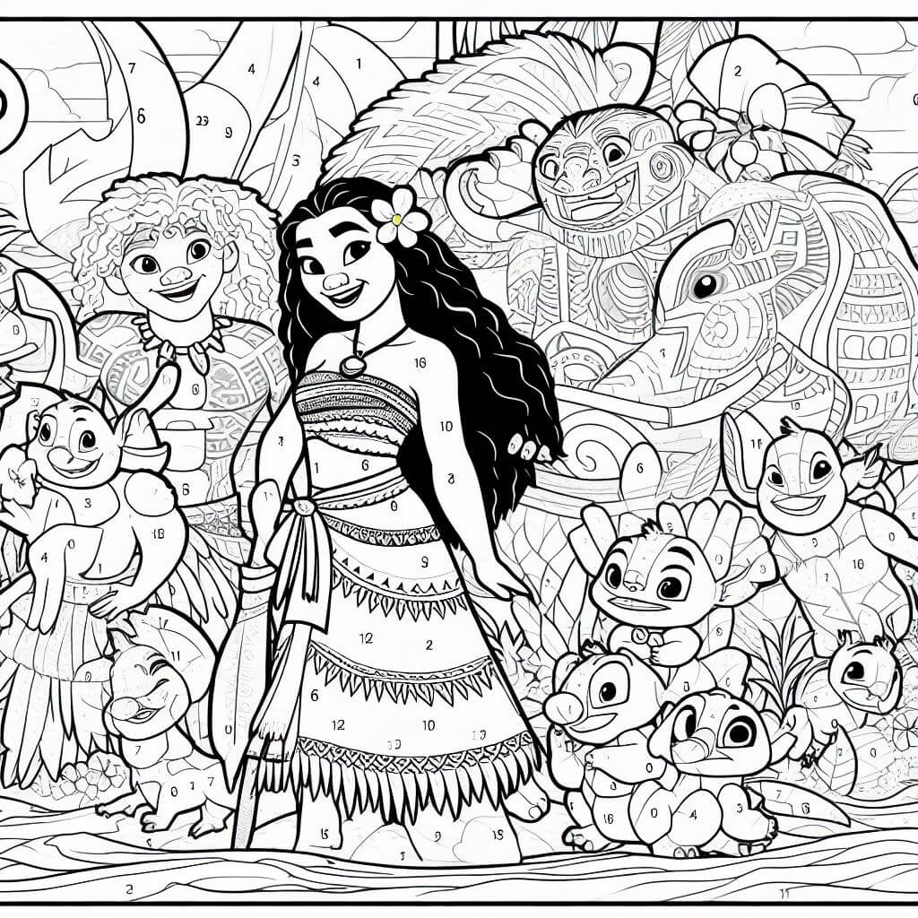 Moana With Friends Color By Number