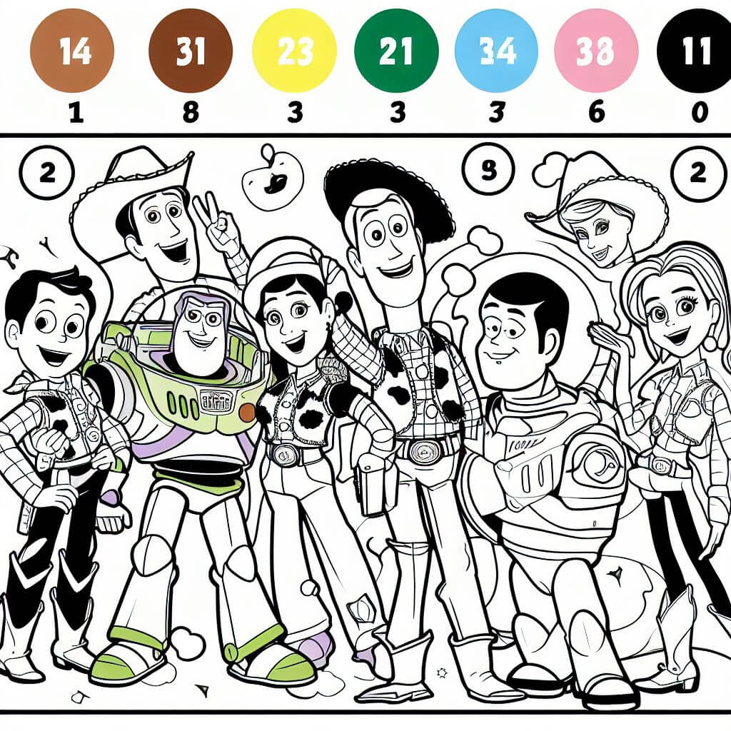 Smiling Characters From Toy Story Color By Number Color By Number