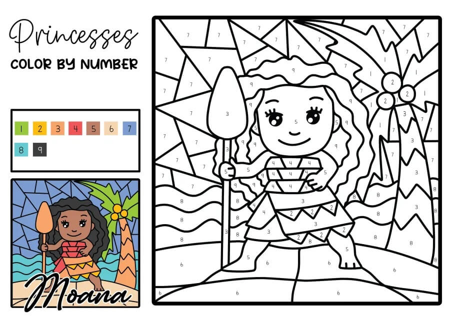 Smiling Moana Color By Numbe Color By Number
