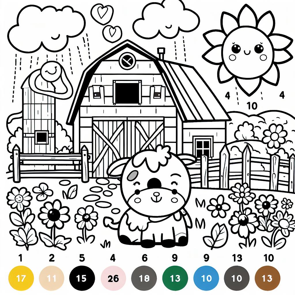 Cute Cow 1st Grade Color By Number