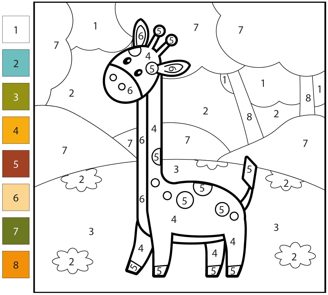 A Giraffe Color By Number Color By Number