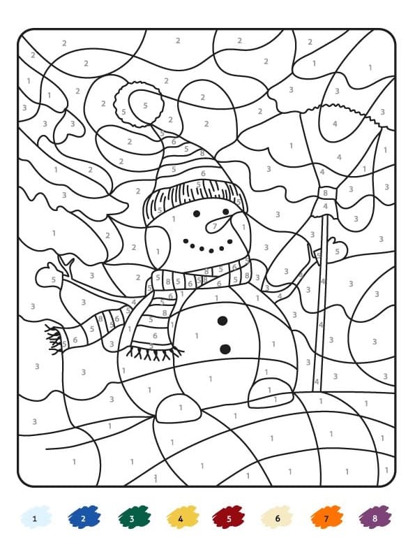 A Snowman Color By Number Color By Number