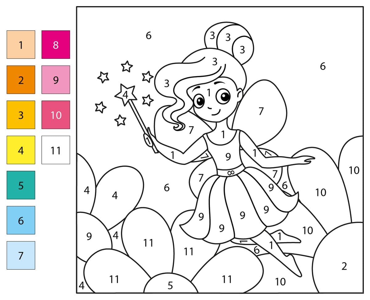 Adorable Fairy Color By Number Color By Number