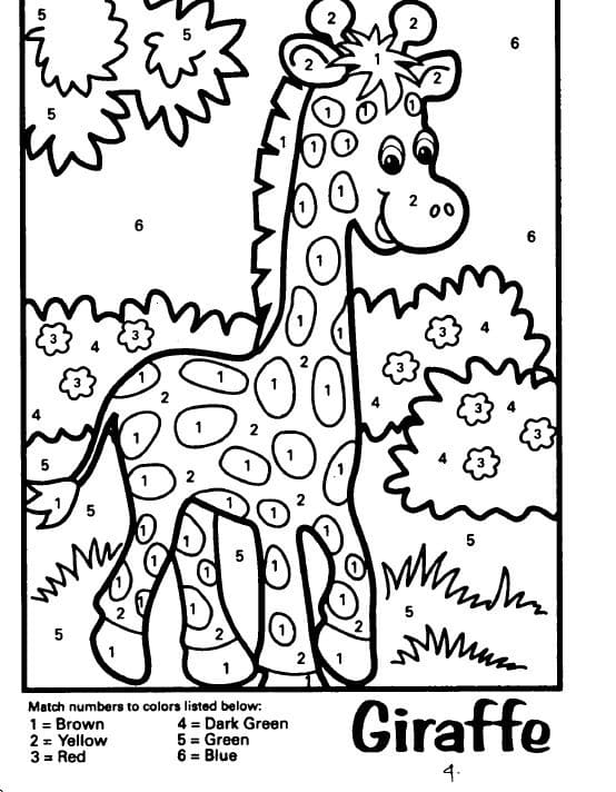 Adorable Giraffe Color By Number