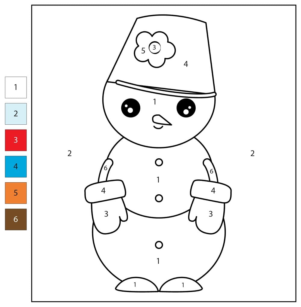 Adorable Snowman Color By Number