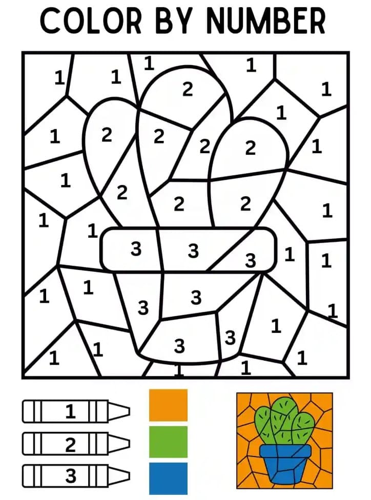 Basic Cactus Color By Number Color By Number