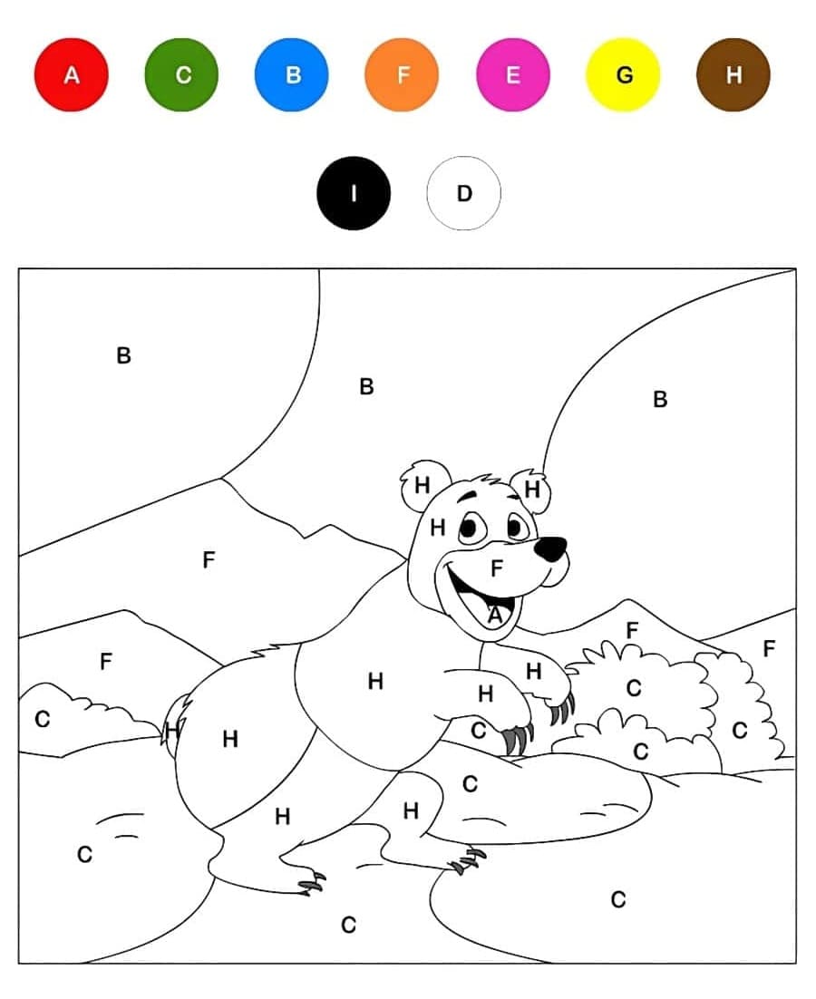 Bear Color By Letters Color By Number