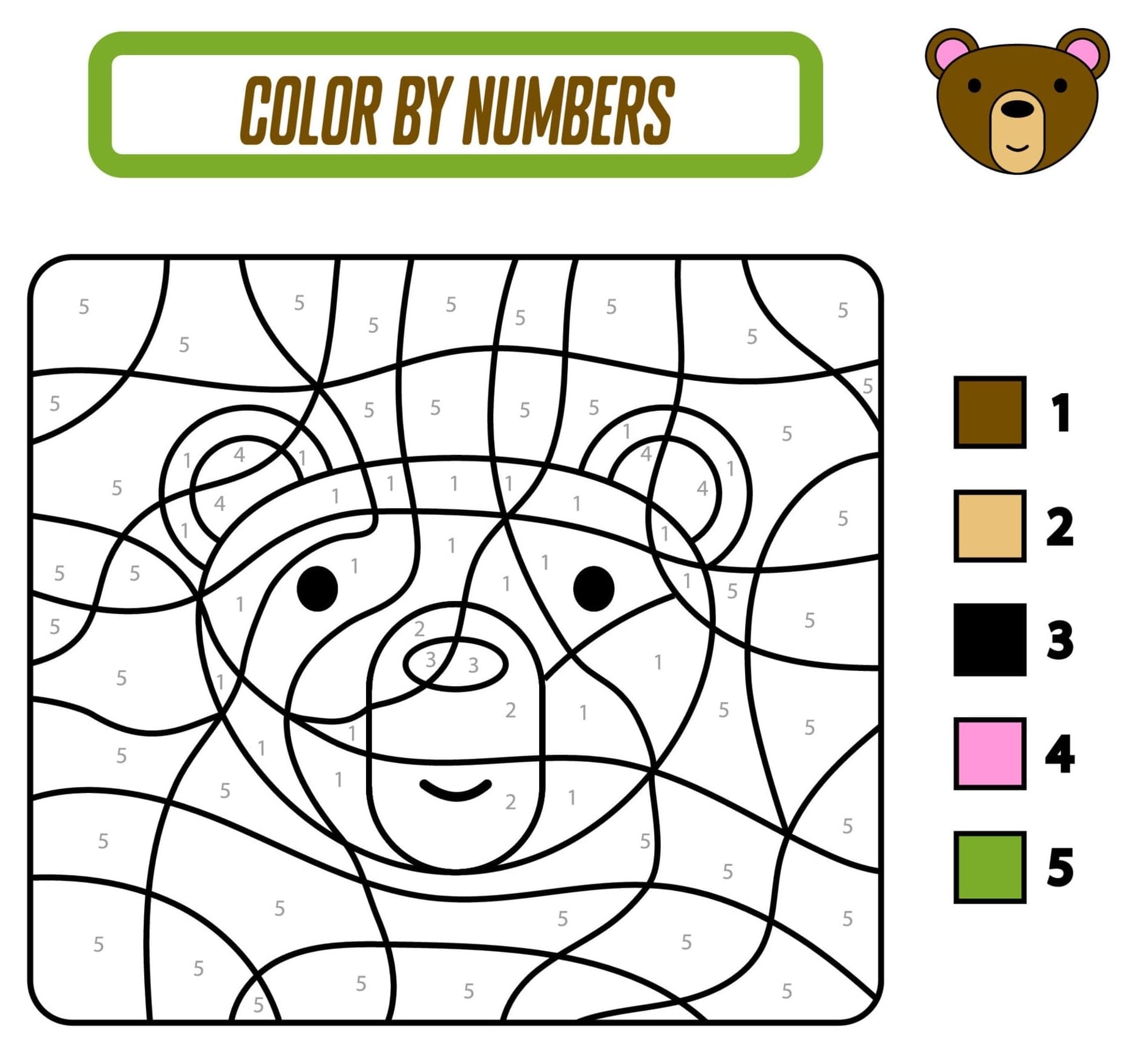 Bear Color By Number For Free