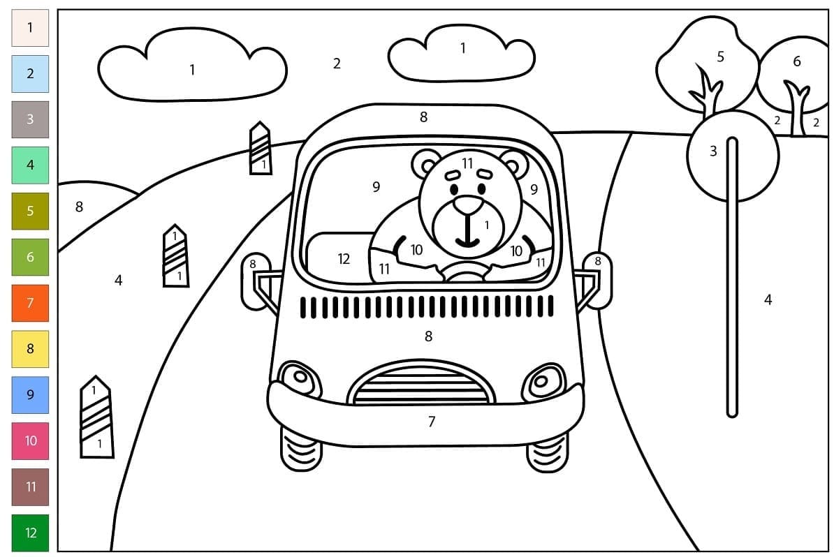 Bear Driver Color By Number Color By Number