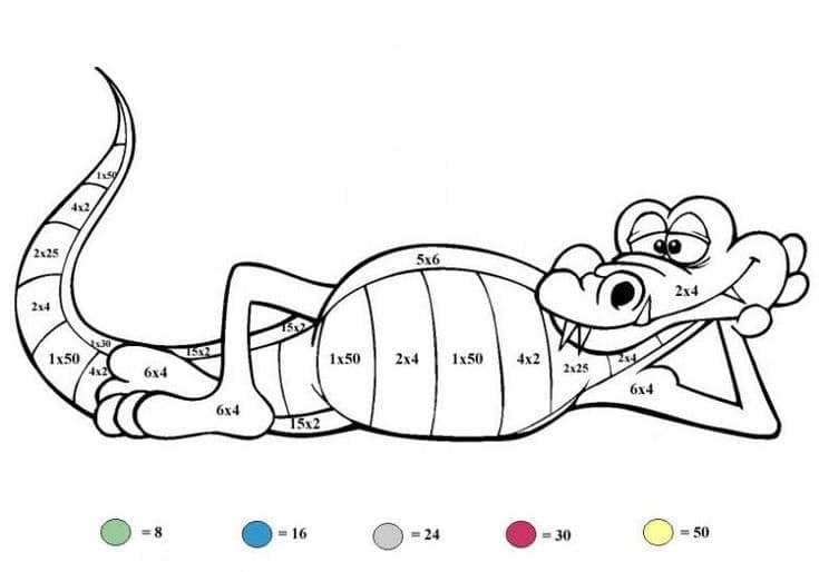 Cartoon Alligator Color by Number Color By Number