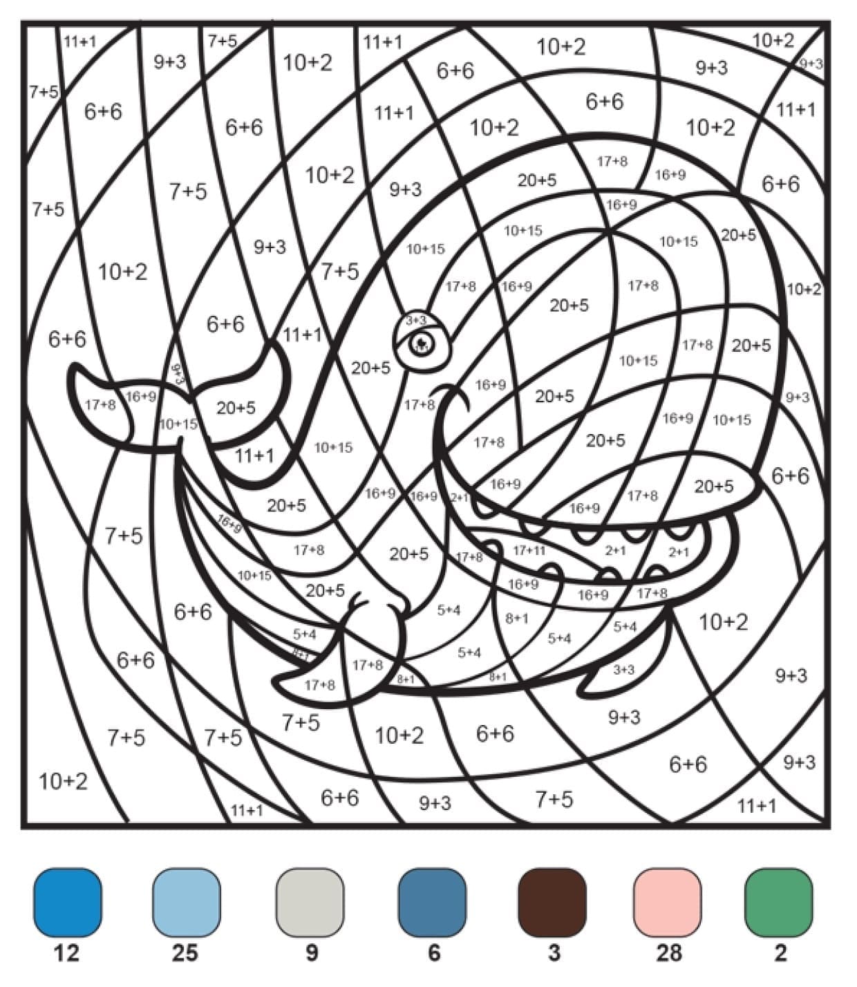 Cartoon Whale Color By Number