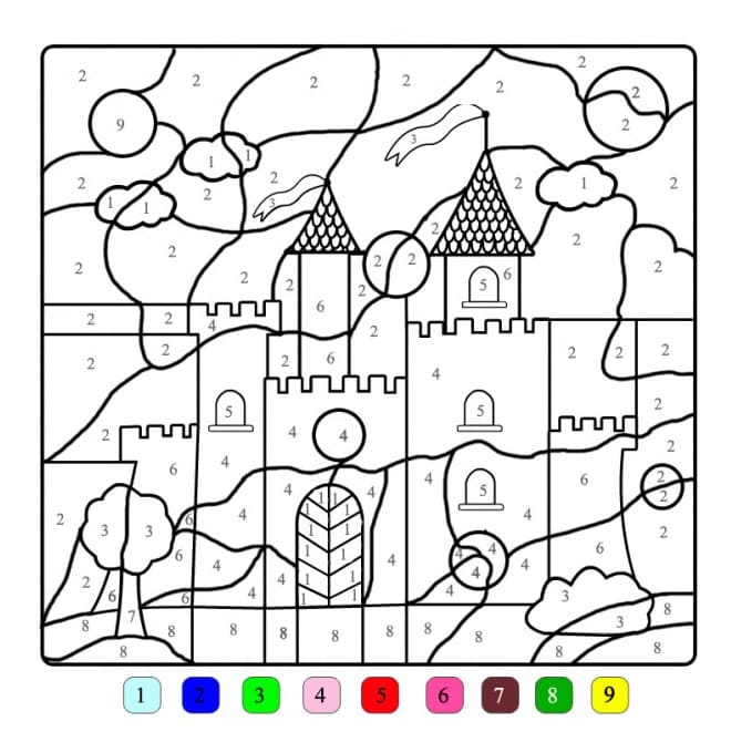 Castle Color By Number Free Printable