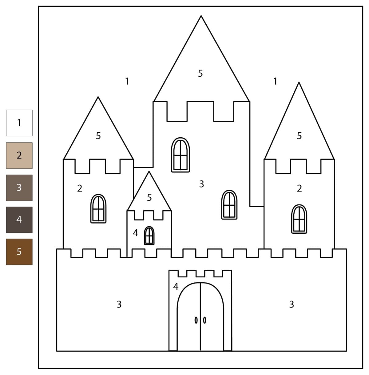 Castle Color By Number Free