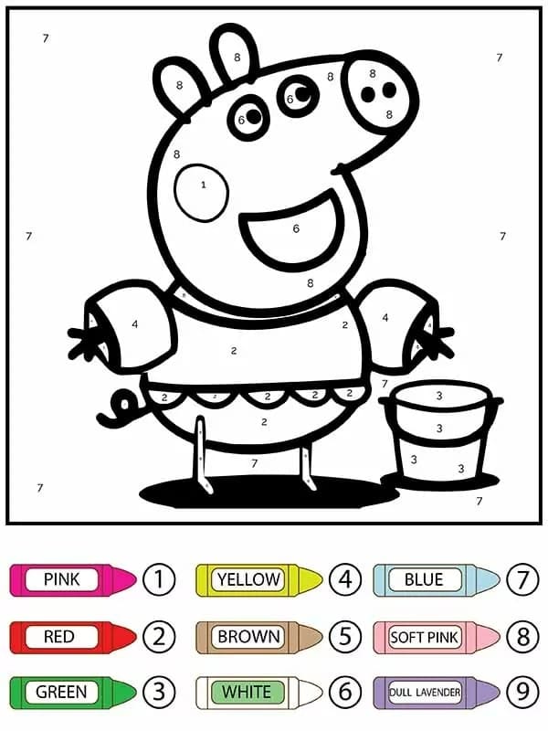 Cheerful Peppa Pig Color By Number