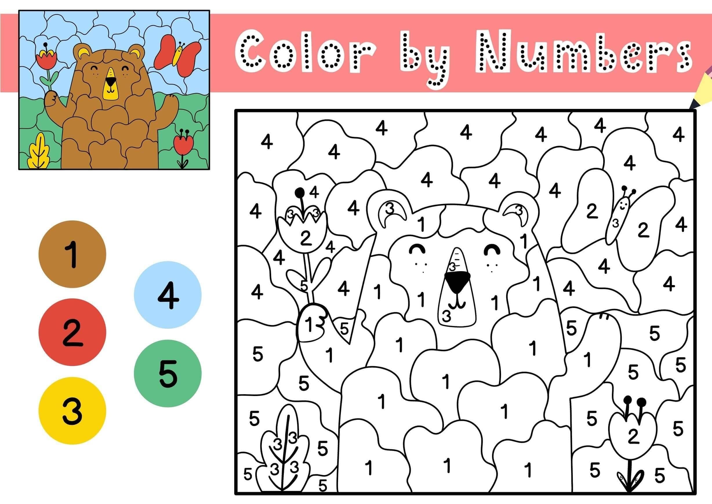 Cute Bear Color By Number