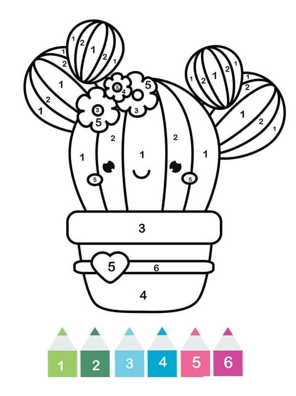 Cute Cactus Color By Number