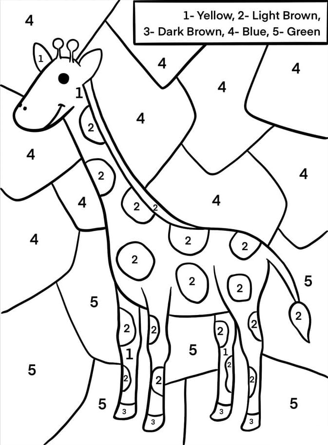 Cute Giraffe Color By Number Color By Number