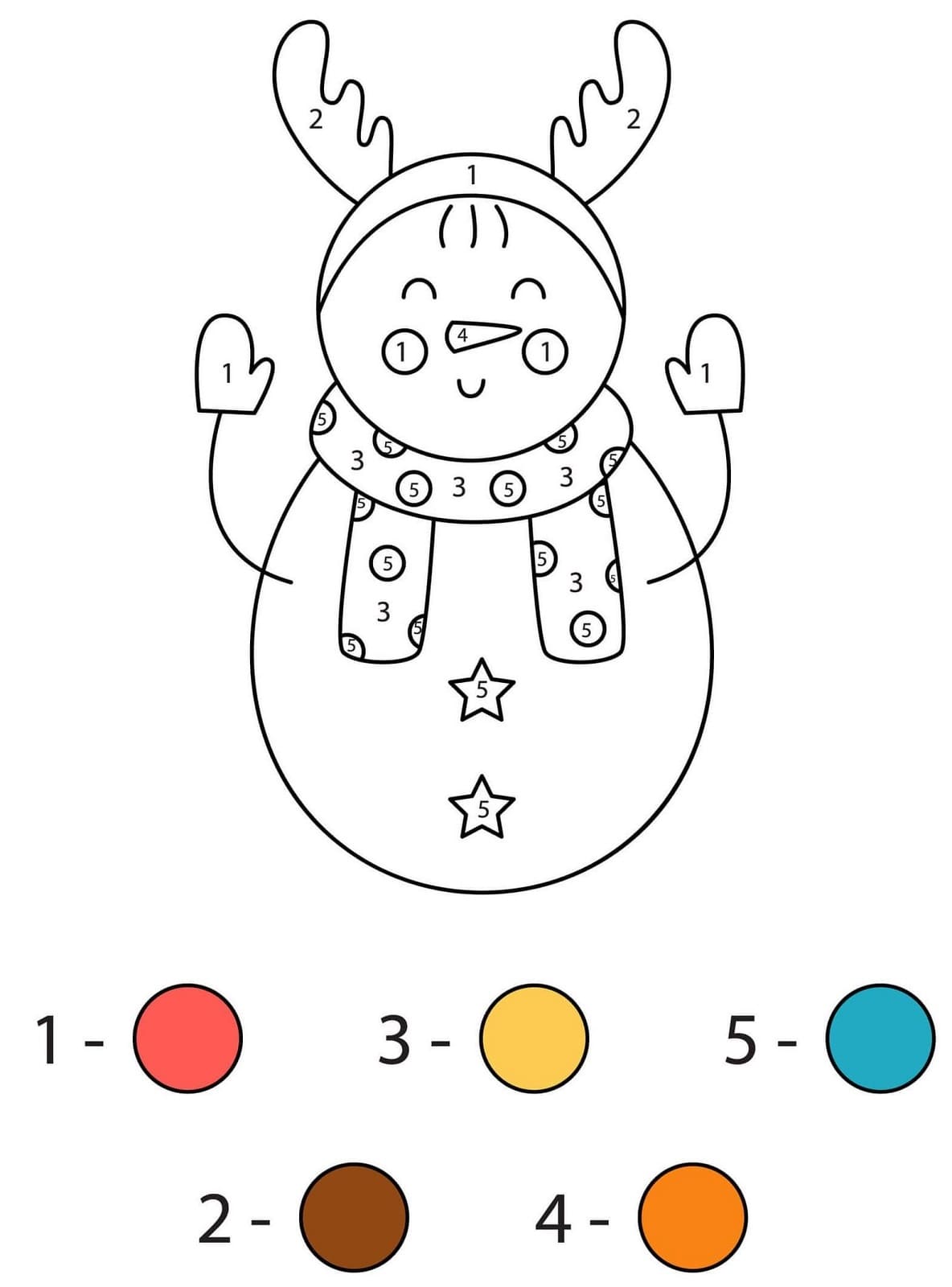 Cute Snowman Color By Number