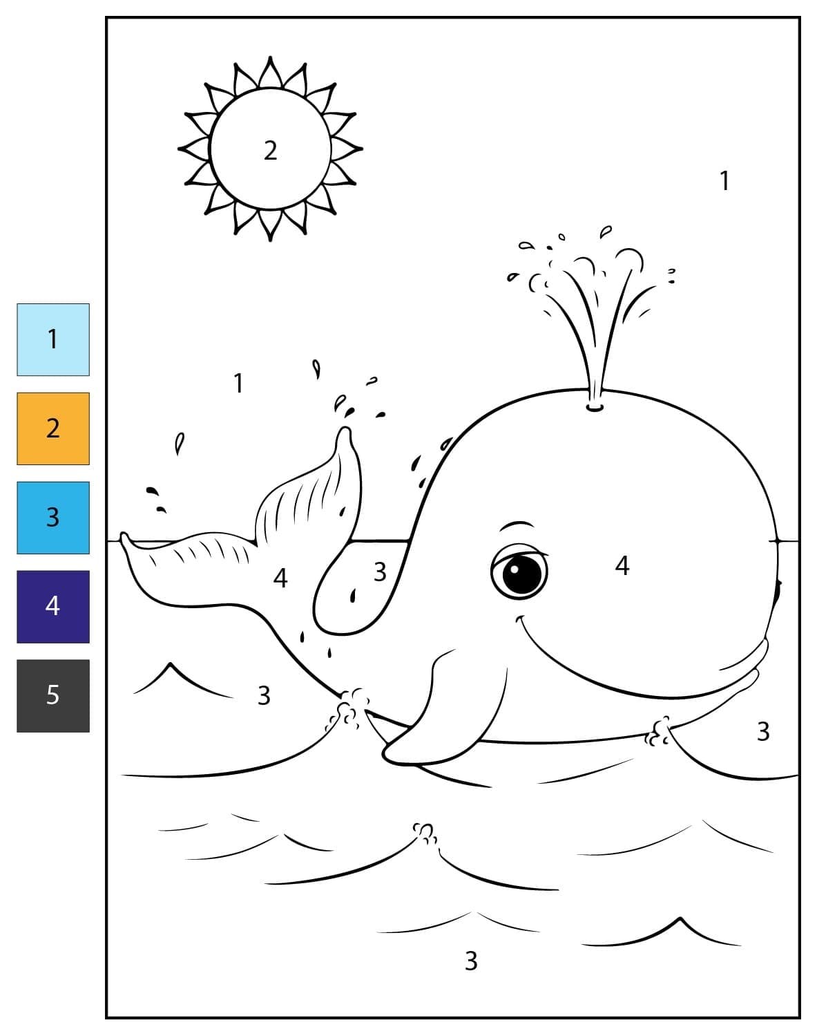 Cute Whale Color By Number Color By Number