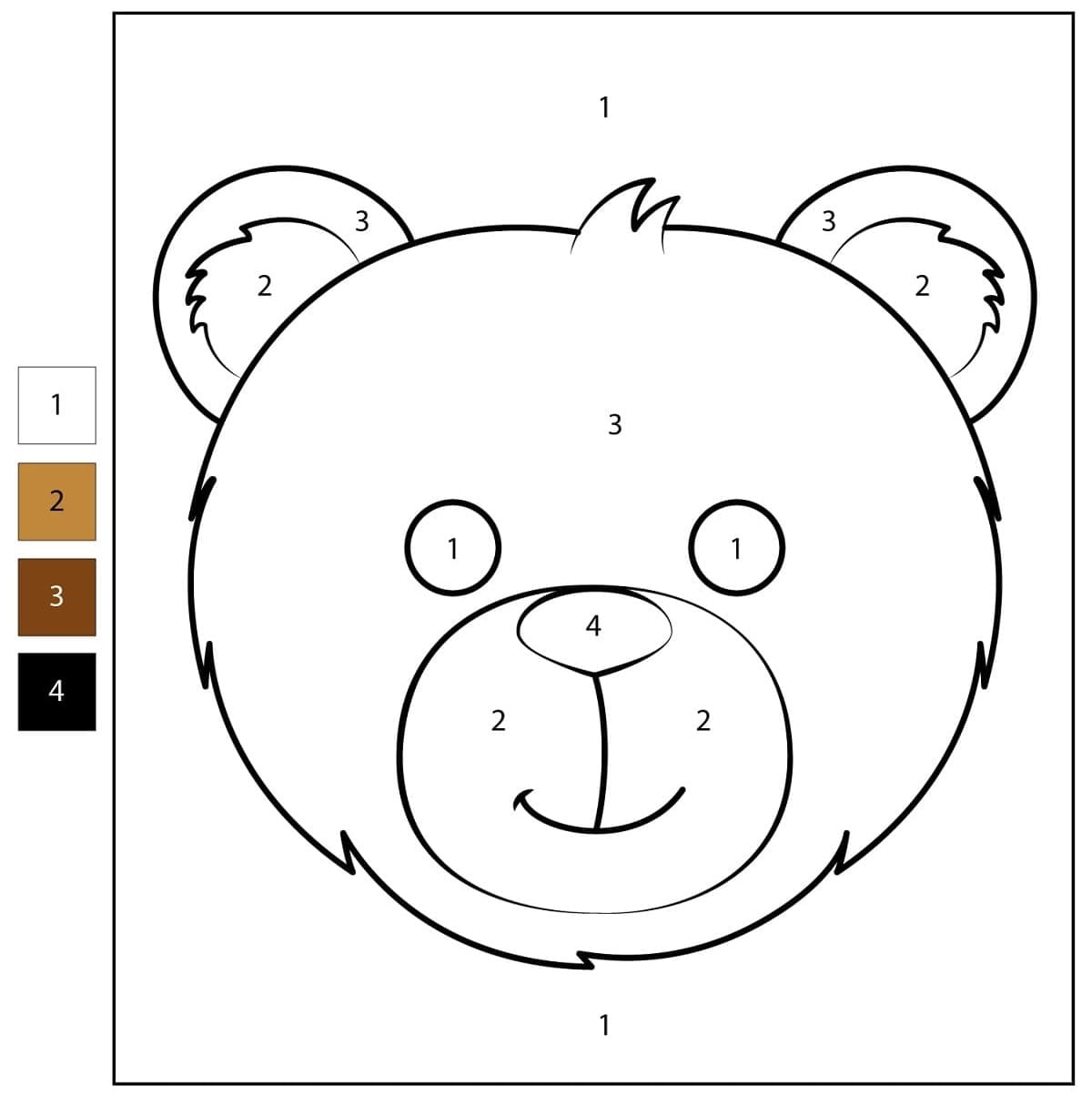 Easy Bear Color By Number