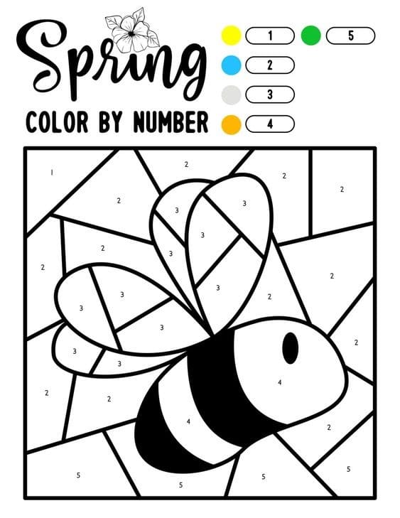 Easy Bee Color By Number