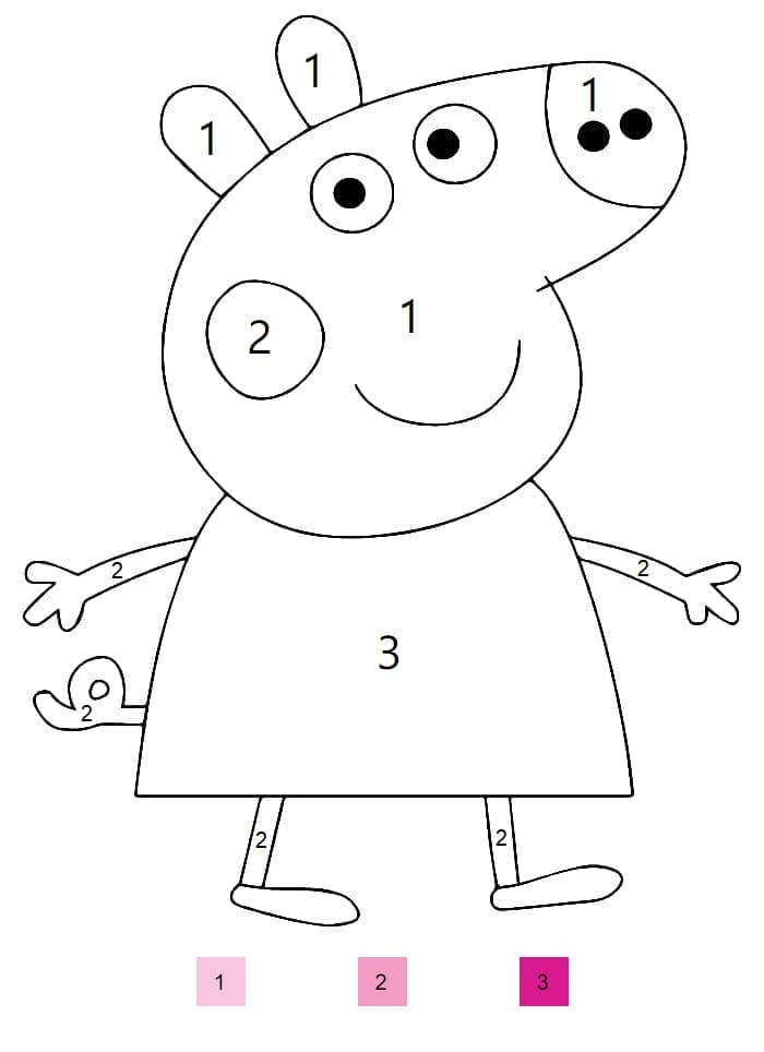 Easy Peppa Pig Color By Number Color By Number