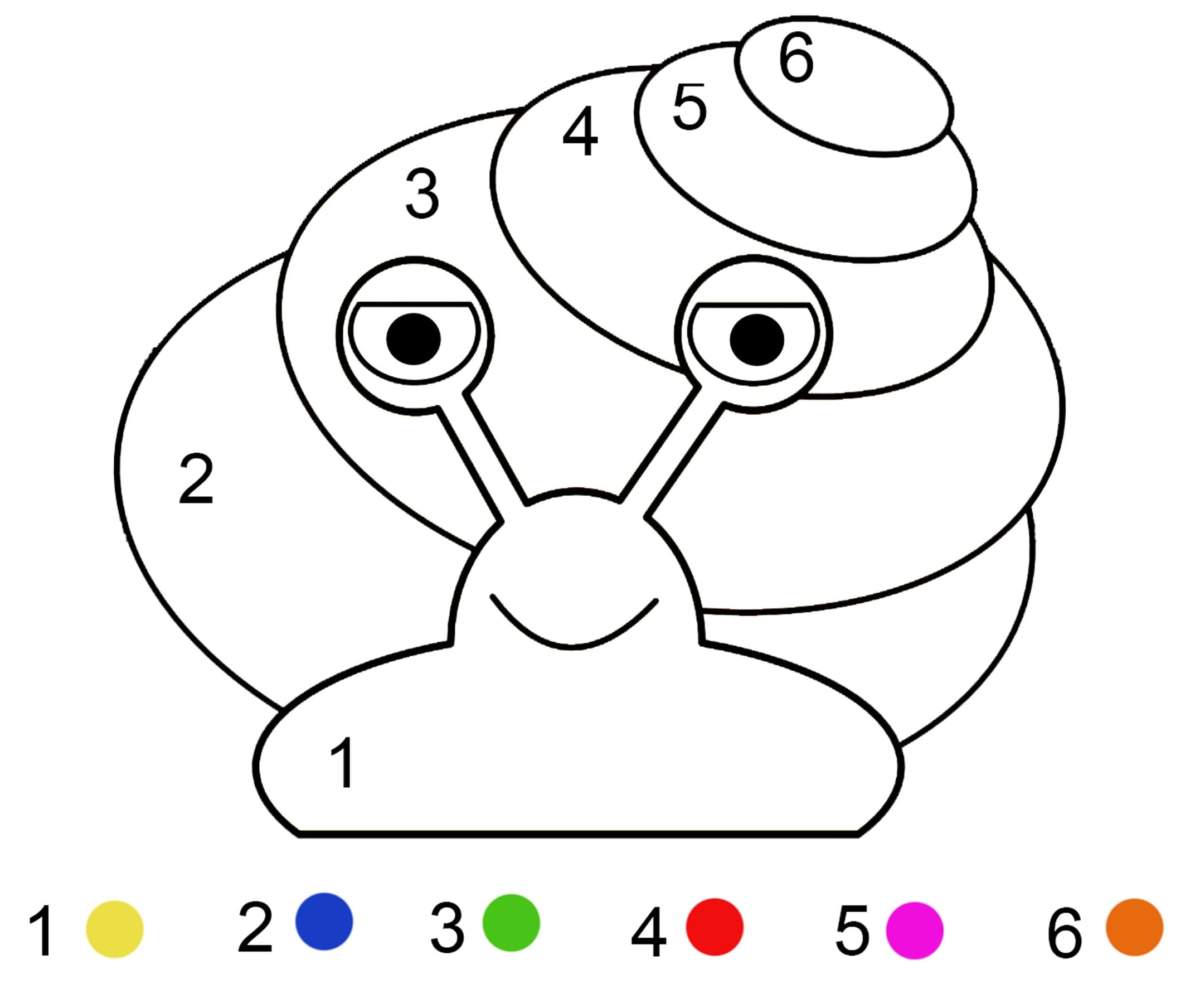 Easy Snail Color By Number Color By Number