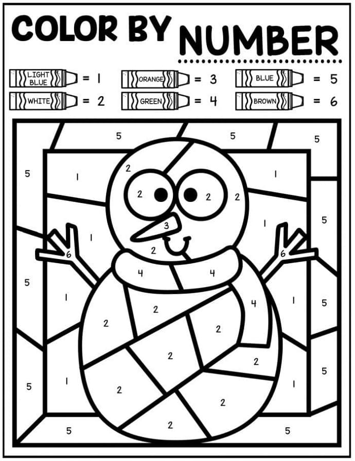 Easy Snowman Color By Number Color By Number