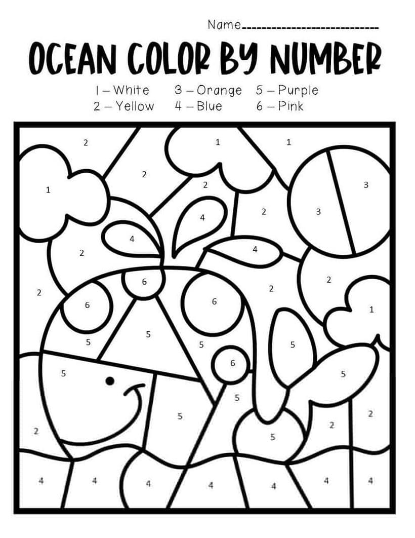 Easy Whale Color By Number Color By Number