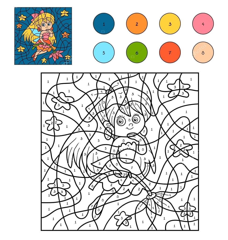 Fairy Color By Number Free Printable Color By Number