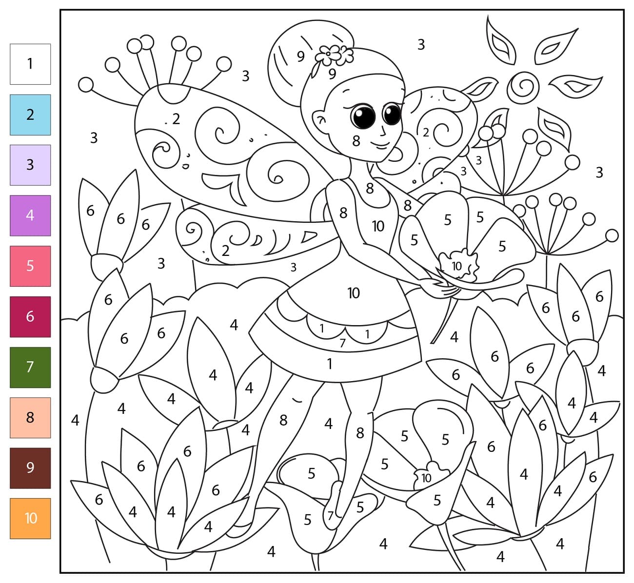 Free Fairy Color By Number Color By Number