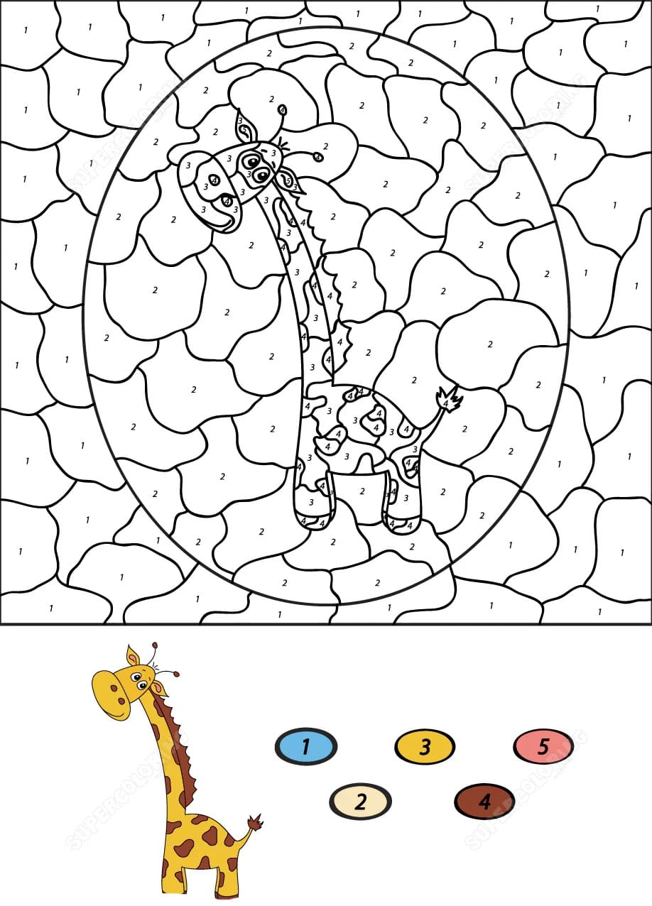 Free Giraffe Color By Number Color By Number