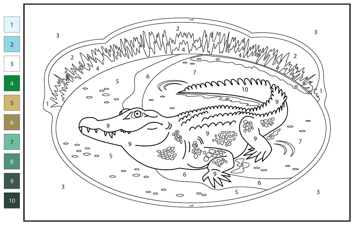 Free Printable Alligator Color by Number Color By Number