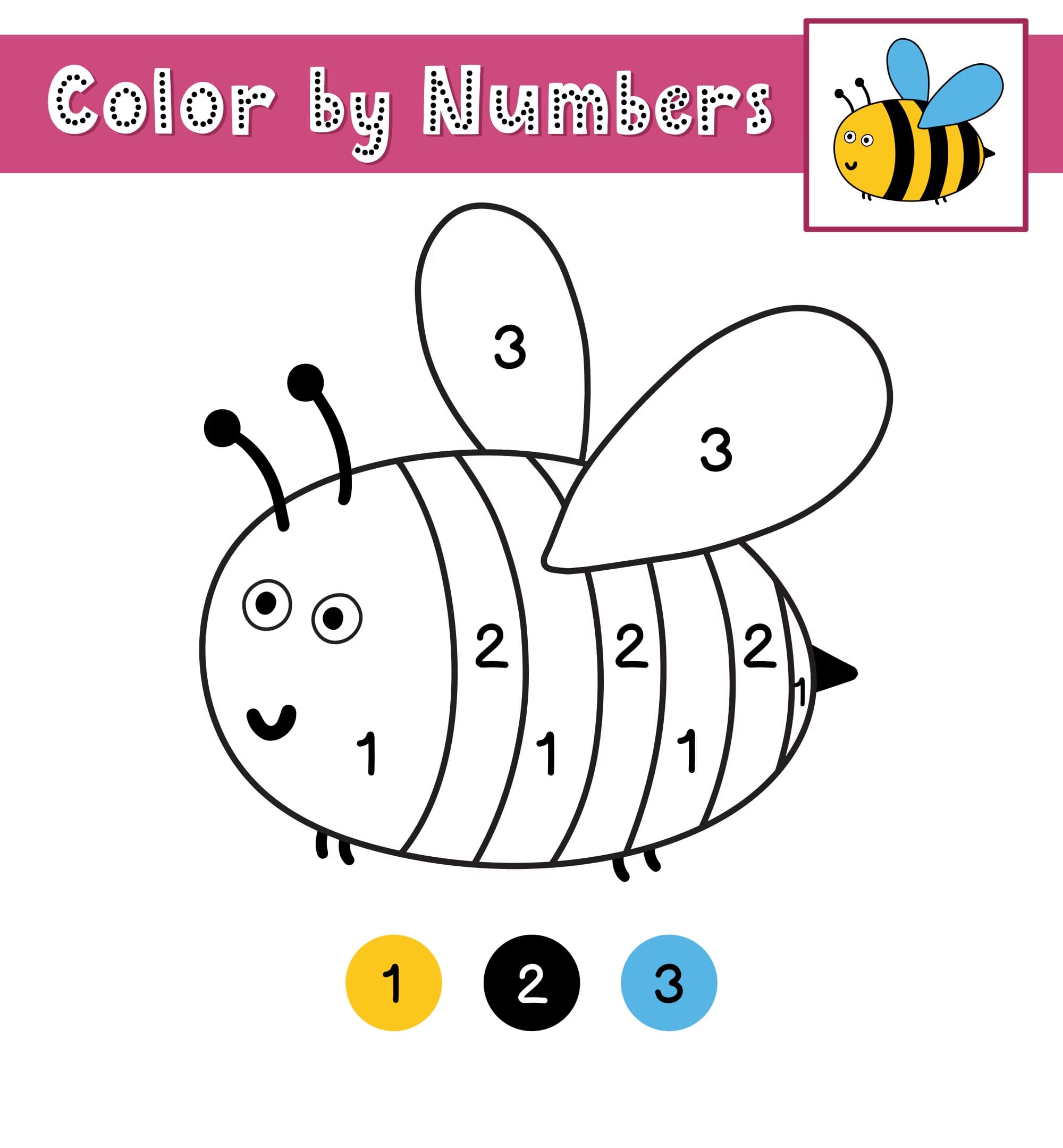 Free Printable Bee Color By Number