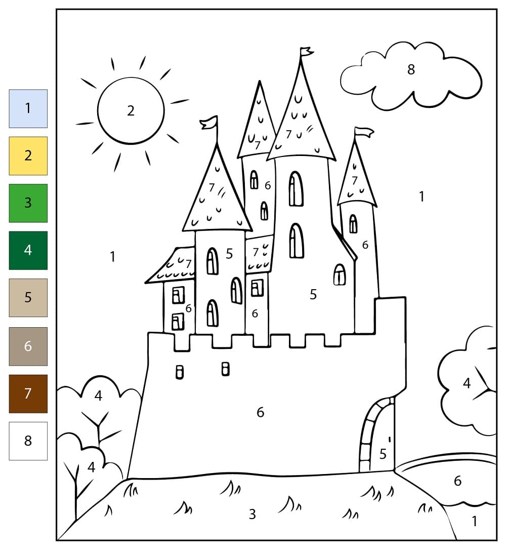 Free Printable Castle Color By Number