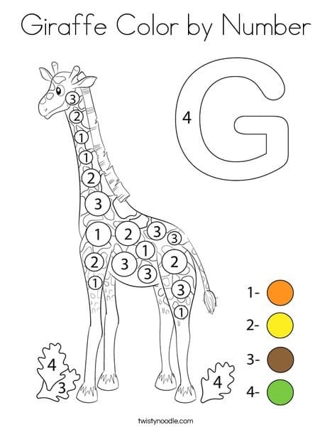 Free Printable Giraffe Color By Number Color By Number